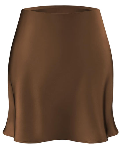 Women's Satin Mini Skirt Leopard Print High Waist Silk Short Skirts