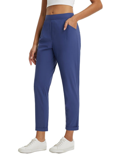 baleaf Womens Pants Petite Travel Stretchy Work with Zip Pockets Slacks