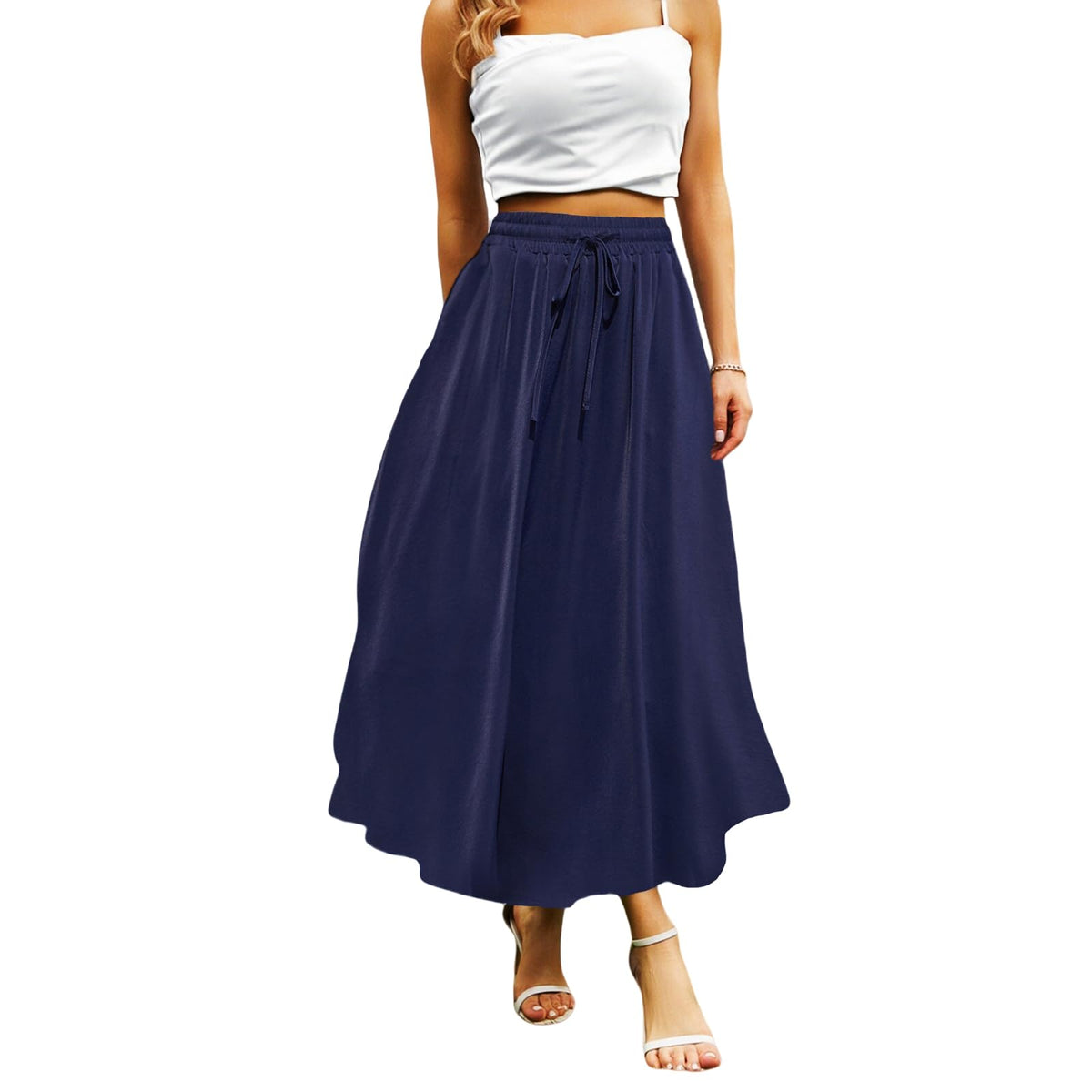 Abaadlw Maxi Skirts for Women with Pockets Long Midi Length