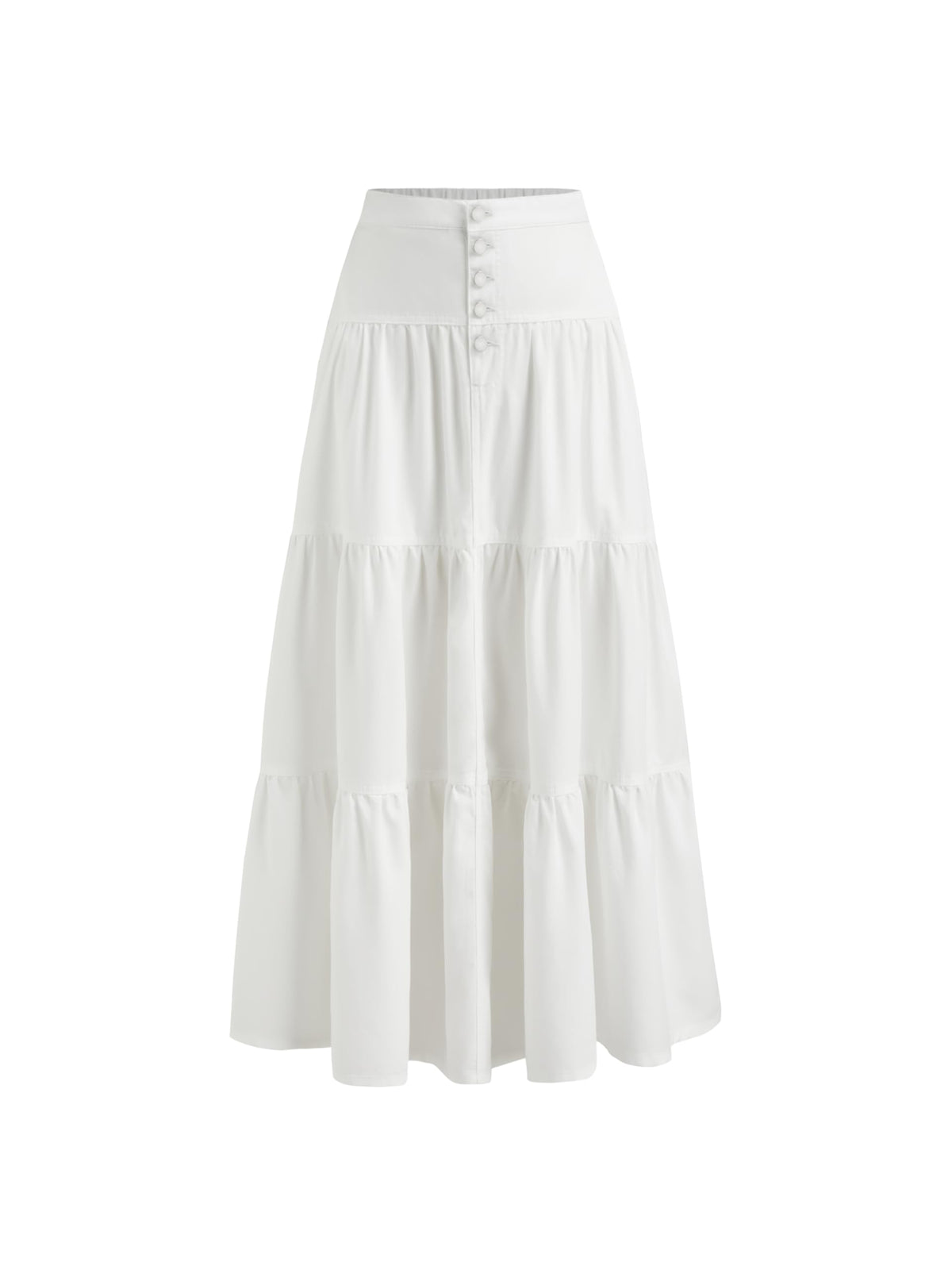 CIDER Womens Long Jean Denim Tiered Button Down High Waist Maxi Skirts