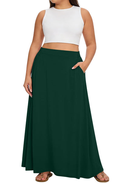 Yincro Womens Plus Size Maxi Skirt Casual A-line Flowy Long Skirts XL-5XL