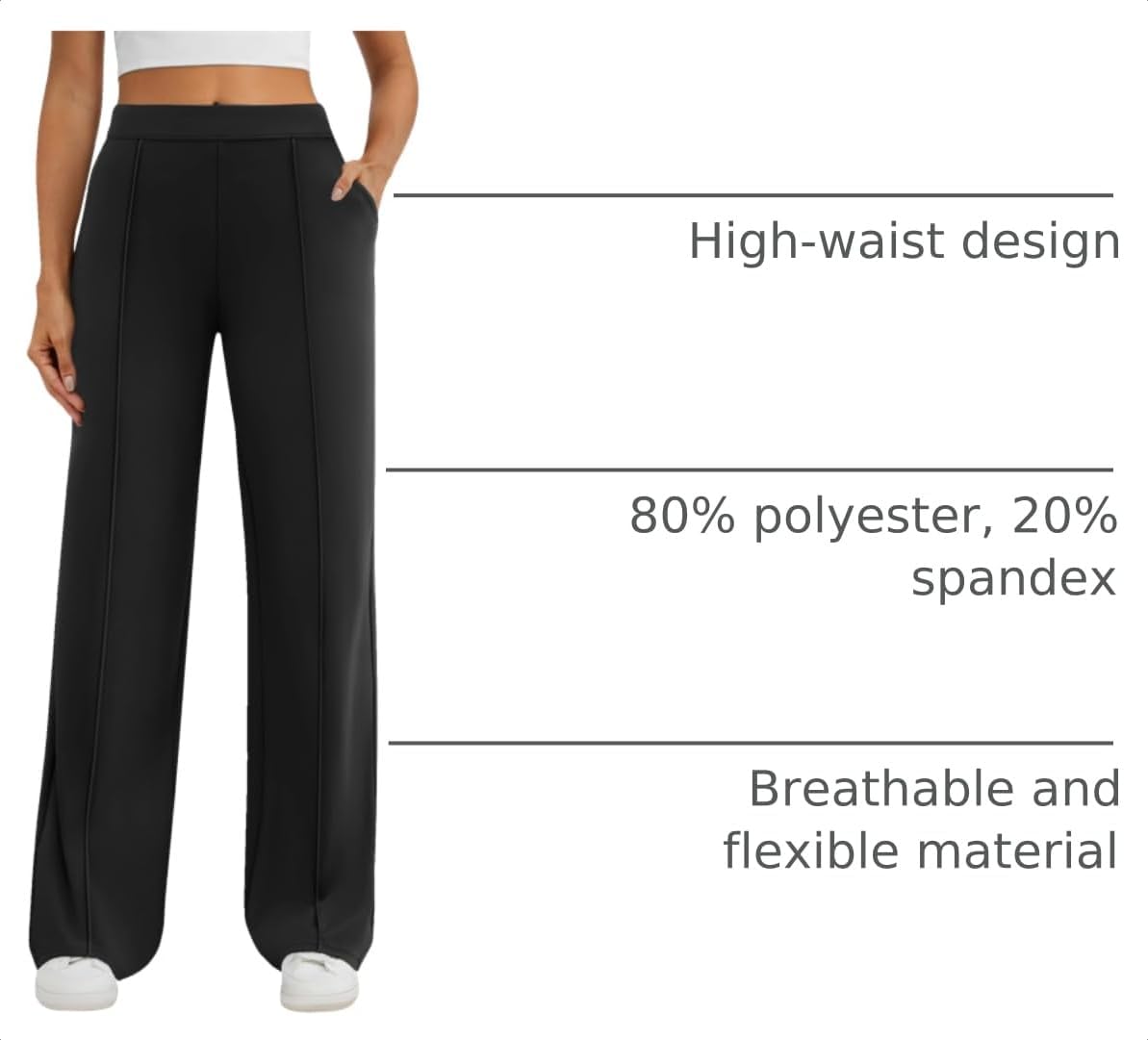 DLOODA Womens Dress Work Pants Stretchy Business Casual Wide Leg Pants