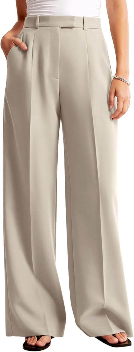 NIMIN Women Wide Leg Work Pants High Waisted Dress Trousers with Pockets