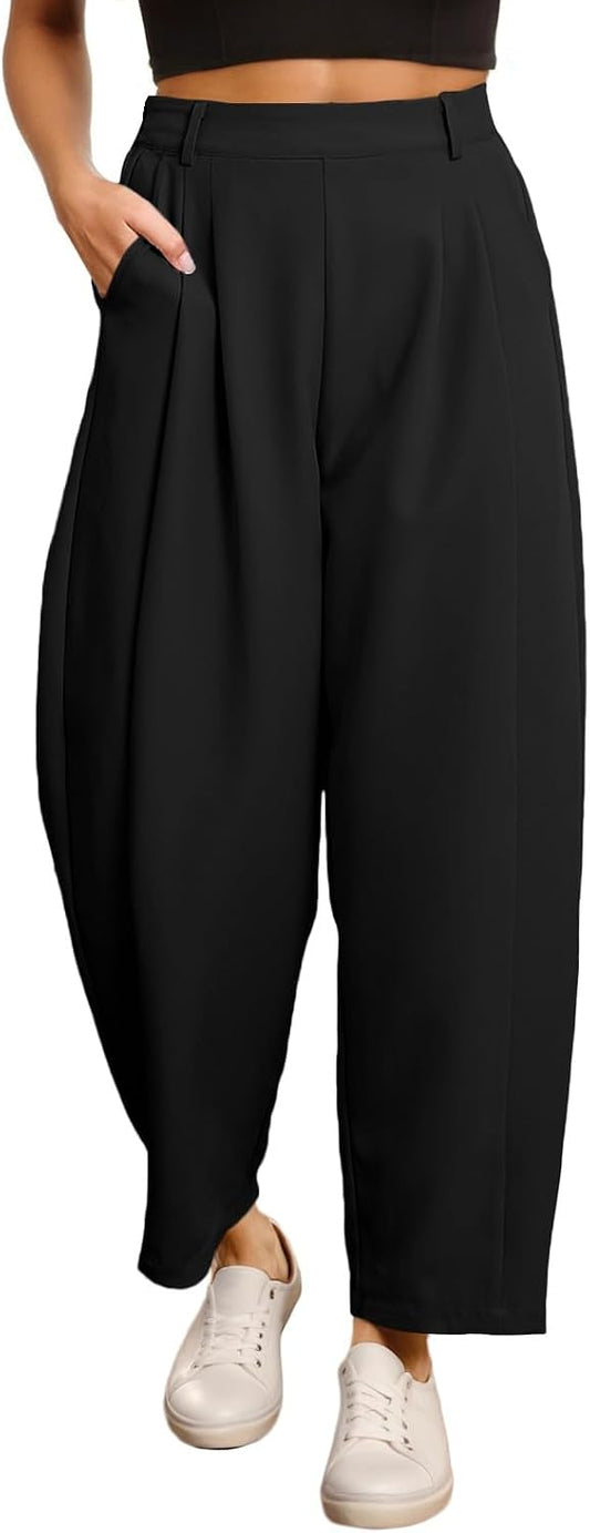 EVALESS Womens Wide Leg Barrel Pants with Pockets