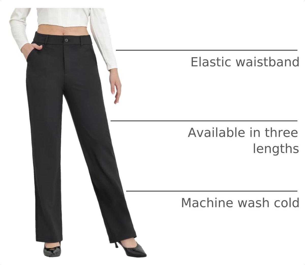 Bamans Womens Wide Leg Dress Pants Work Business Office Pull On Slacks