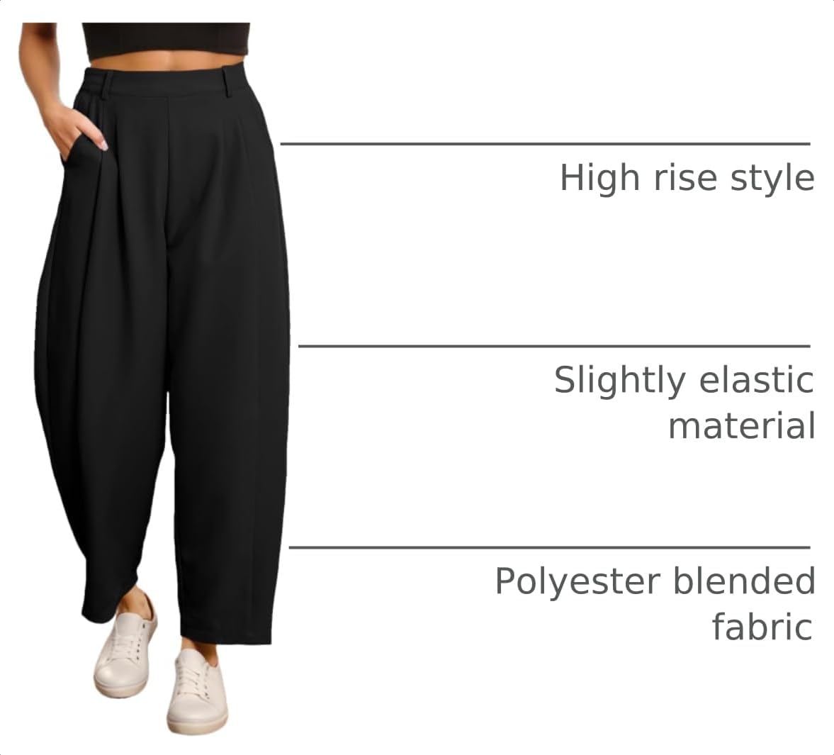 EVALESS Womens Wide Leg Barrel Pants with Pockets