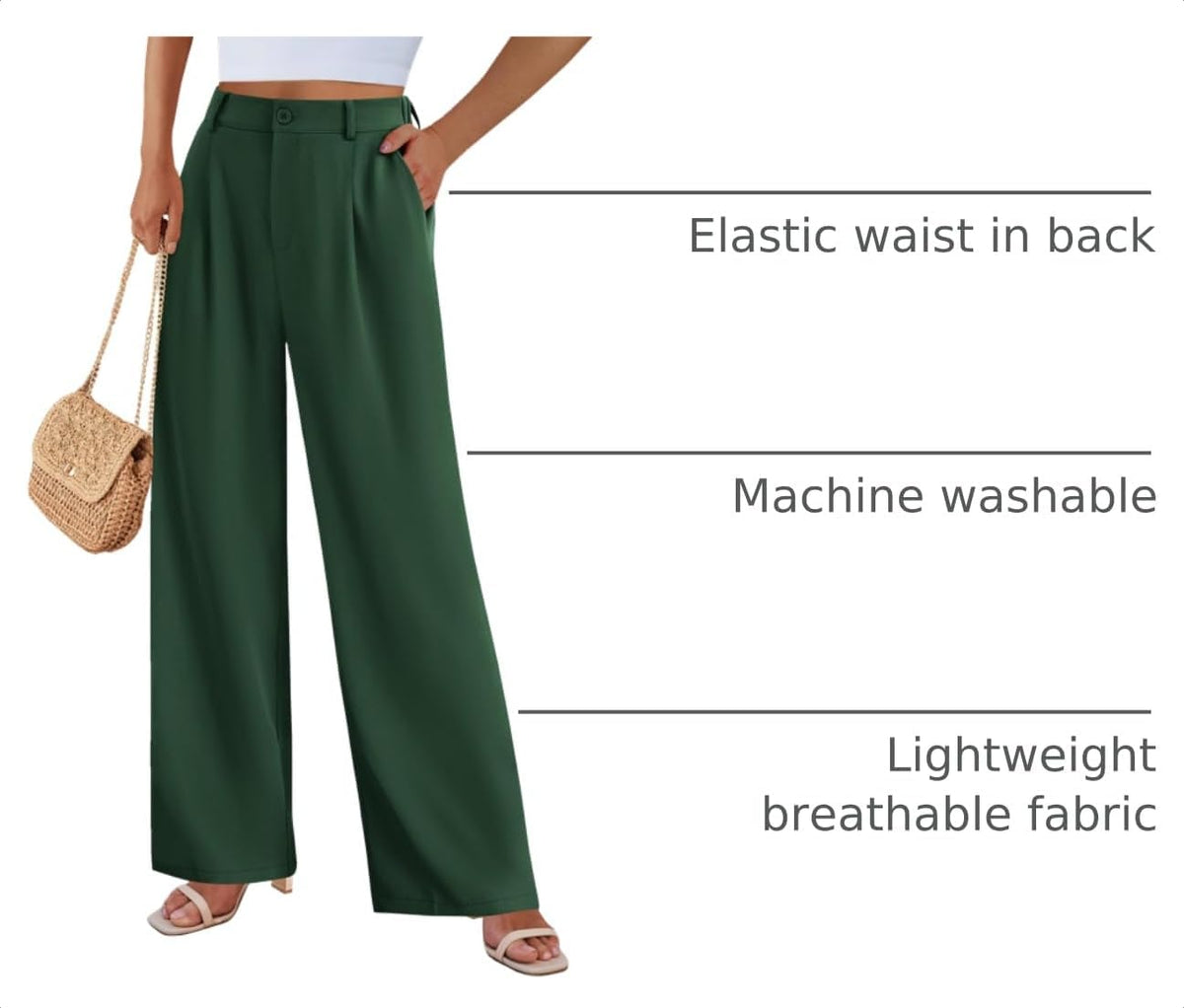 PRETTYGARDEN Women's Flowy Wide Leg Dress Pants