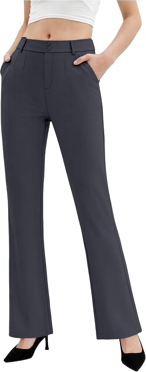 keriffe Womens Dress Pants High Waisted Stretchy Bootcut Work Slacks