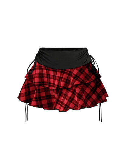 Women's Y2k Mini Ruffle Skirts with Shorts Cute Coquette Skort