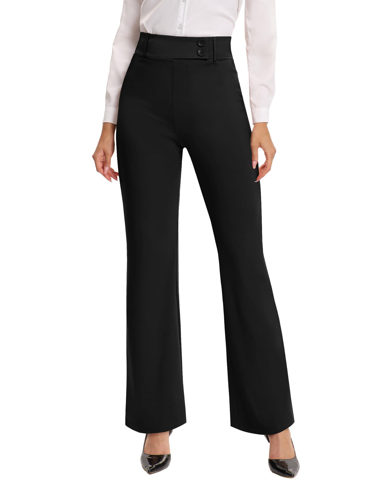 FireSwan Womens Dress Pants Straight Leg High Waisted Trousers Work Pockets