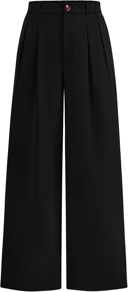 KIRUNDO Wide Leg Pants for Women 2026 Dressy High Waisted Button Trousers