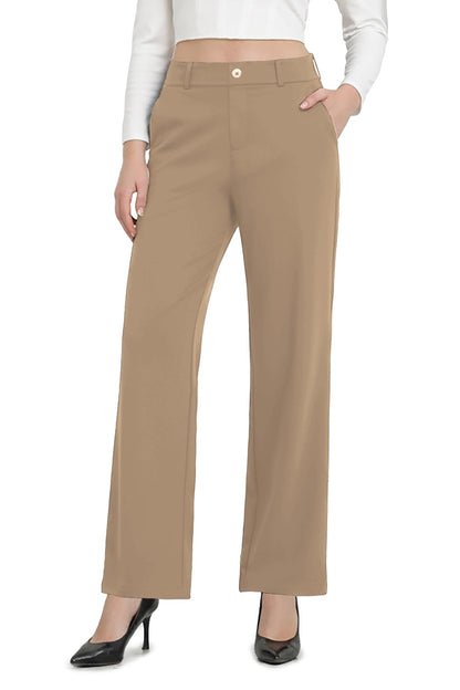 Bamans Womens Wide Leg Dress Pants Work Business Office Pull On Slacks