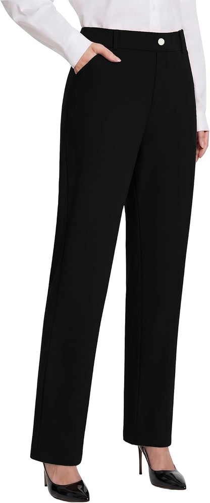 DLOODA Women's Dress Pants Stretchy High Waisted Work Pants Slacks