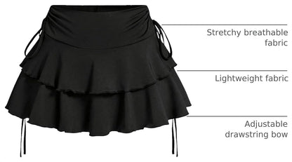 Women's Y2k Mini Ruffle Skirts with Shorts Cute Coquette Skort