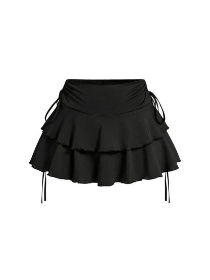 Women's Y2k Mini Ruffle Skirts with Shorts Cute Coquette Skort