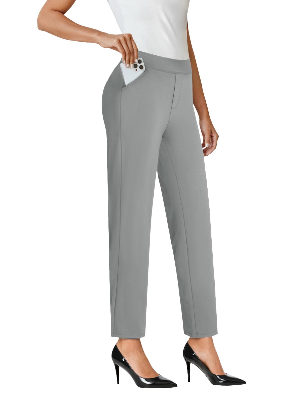 COPYLEAF Ankle Dress Pants Women High Waist Work Travel Pants with Pockets