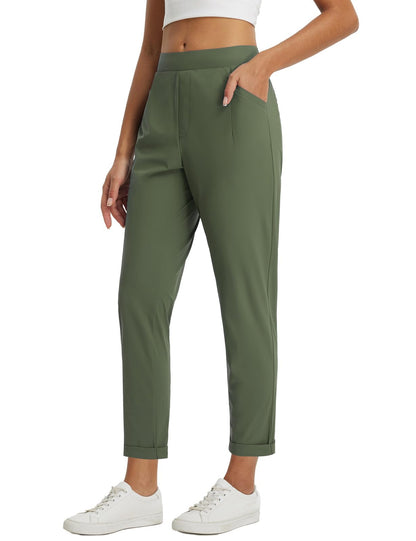 baleaf Womens Pants Petite Travel Stretchy Work with Zip Pockets Slacks