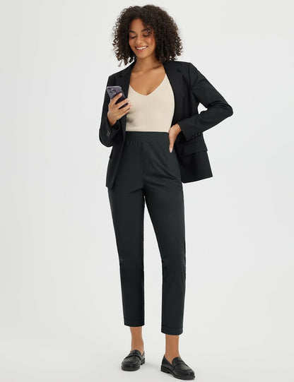 baleaf Womens Pants Petite Travel Stretchy Work with Zip Pockets Slacks