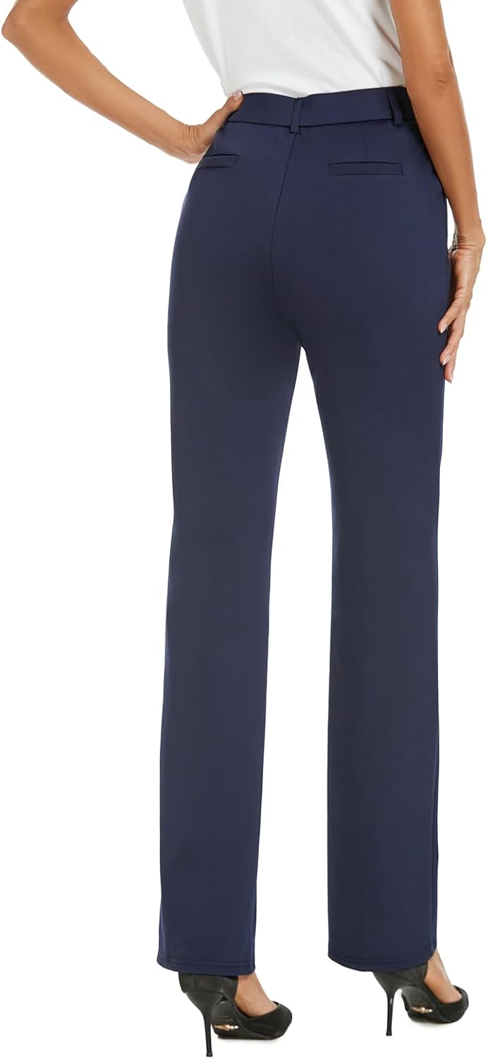 iChosy Women's Stretch Straight Leg Dress Work Pants Business Casual Slacks