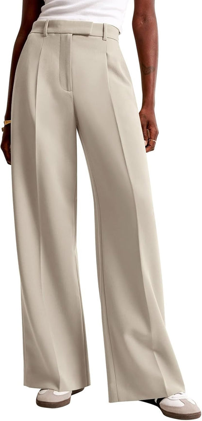 NIMIN Women Wide Leg Work Pants High Waisted Dress Trousers with Pockets
