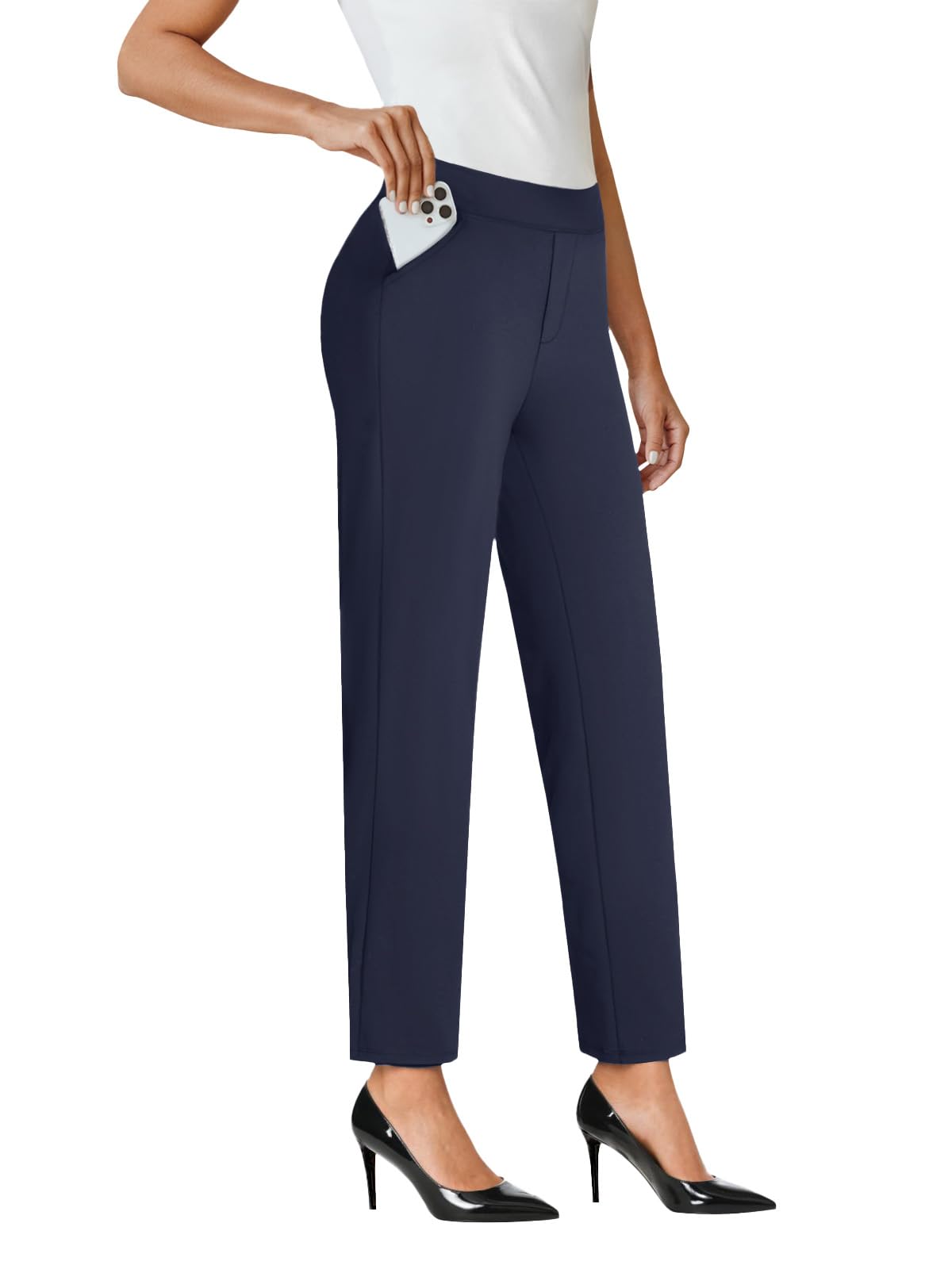COPYLEAF Ankle Dress Pants Women High Waist Work Travel Pants with Pockets