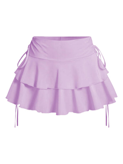 Women's Y2k Mini Ruffle Skirts with Shorts Cute Coquette Skort