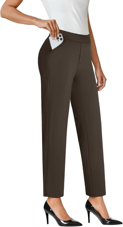 COPYLEAF Ankle Dress Pants Women High Waist Work Travel Pants with Pockets