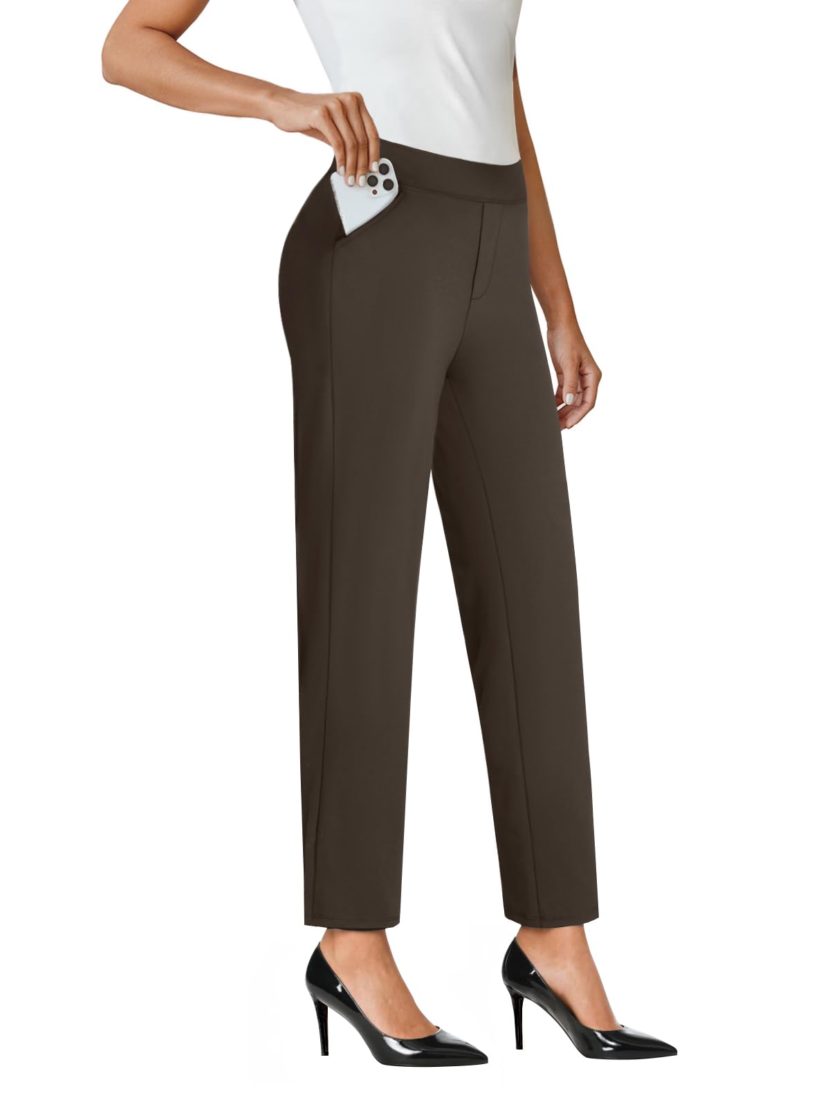 COPYLEAF Ankle Dress Pants Women High Waist Work Travel Pants with Pockets