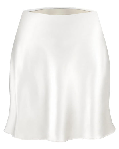 Outoshe Women's Satin Mini Skirt Silk High Waisted White Short Skirts
