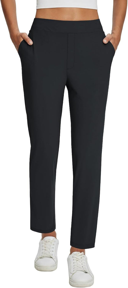 baleaf Womens Business Casual Pants Stretch Travel Pants On Airport with Zipper Pockets Dressy Slacks Golf Work Pull on