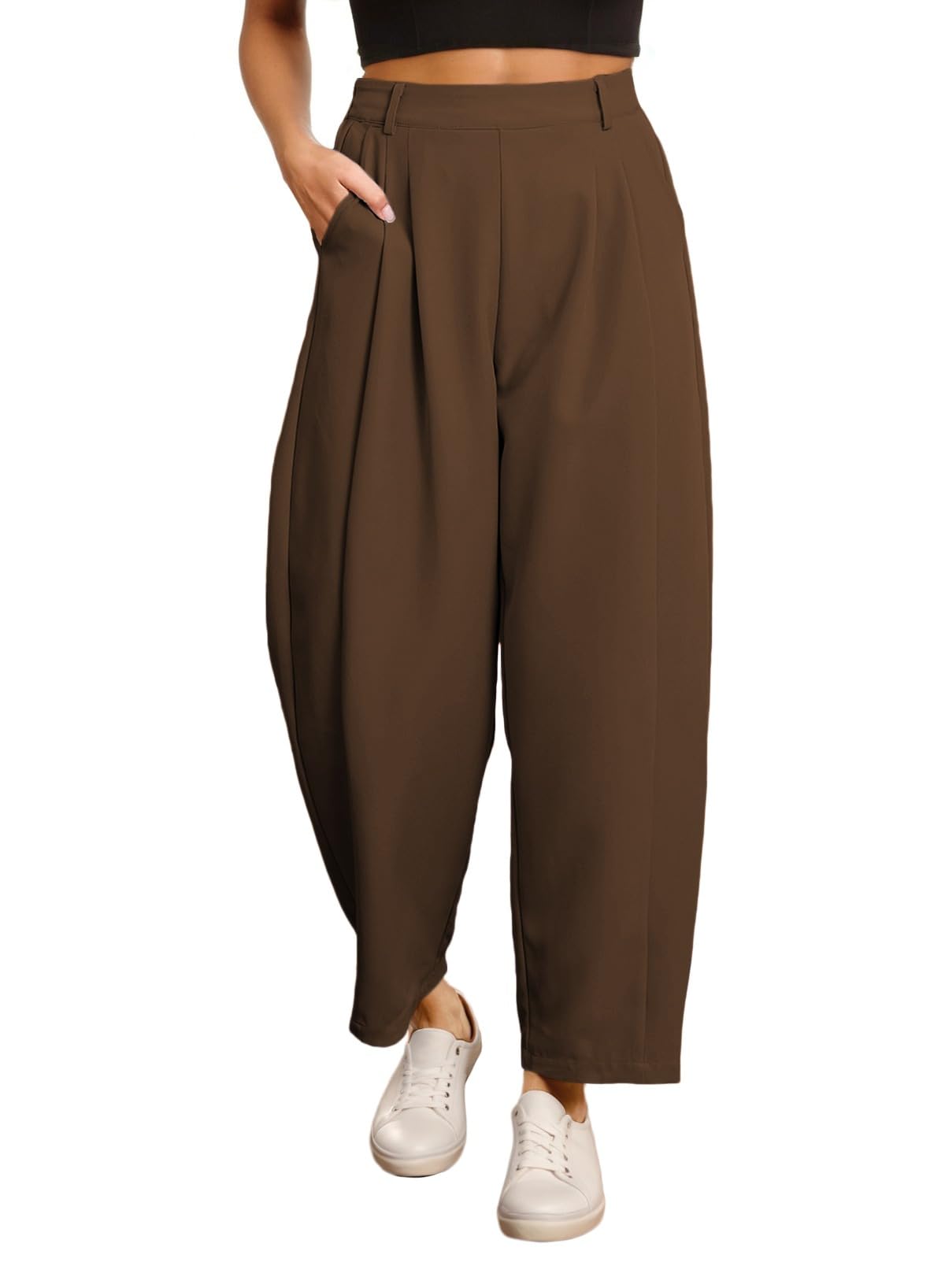 EVALESS Womens Wide Leg Barrel Pants with Pockets