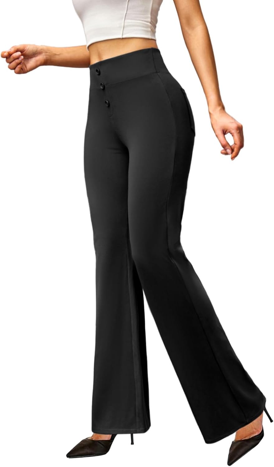 keriffe Womens Stretchy Bootcut Dress Pants with Back Pockets