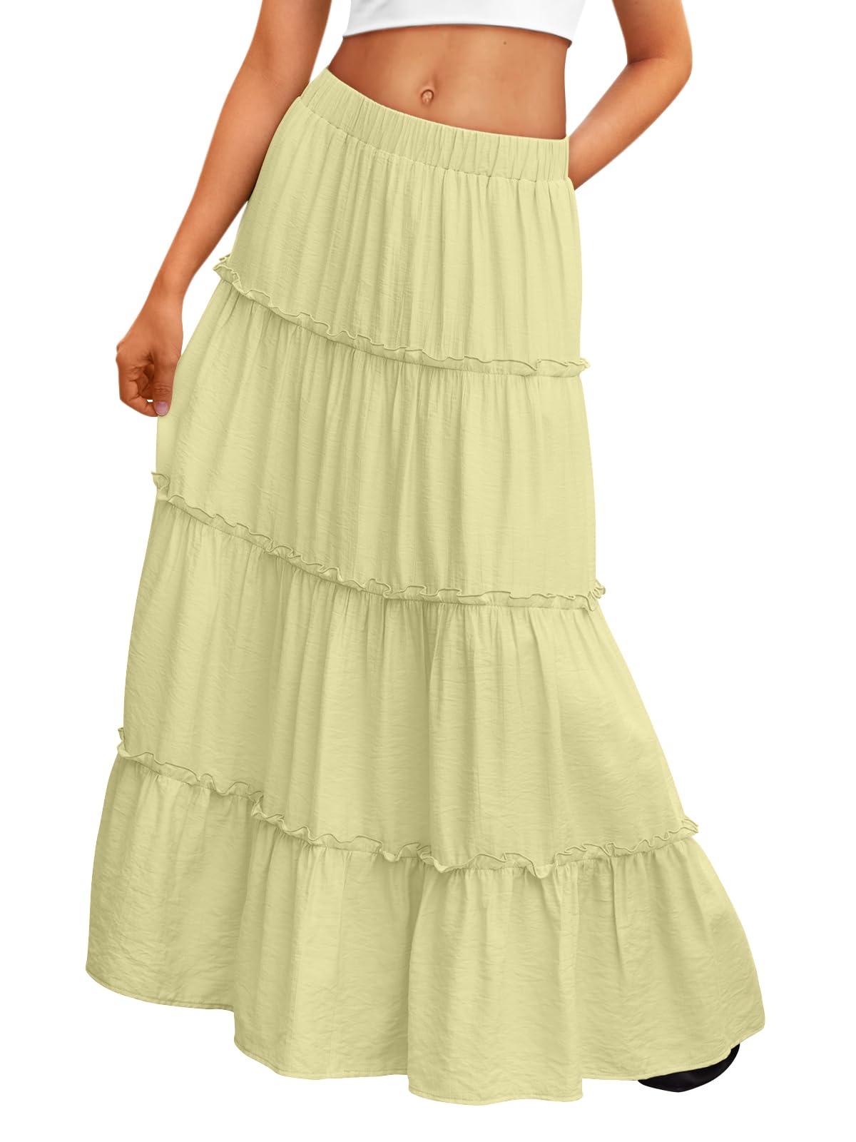 Trendy Queen Maxi Skirts for Women Boho Skirt with Pockets Summer Outfits