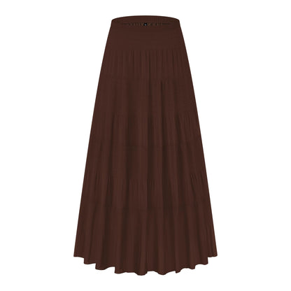 CYiNu Women's Chiffon Elastic High Waist Tiered Pleated Floral Printed A-Line Boho Long Maxi Skirts