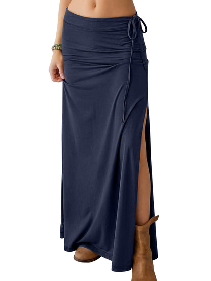 ANRABESS Womens High Waisted Side Slit Maxi Skirts