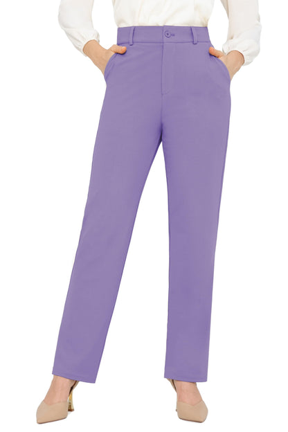 Bamans Dress Pants Women Work Business Office Straight Leg Slacks