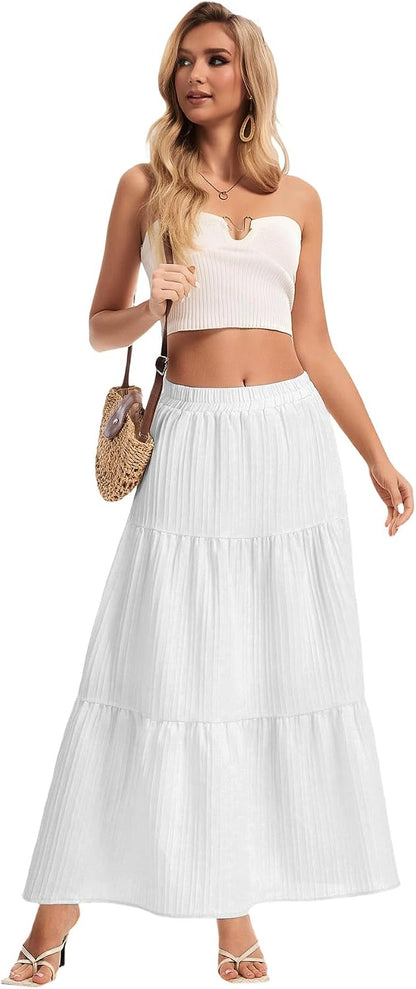 Womens Maxi Skirt Boho A Line Long Flowy Skirts Trendy 2026 Dress