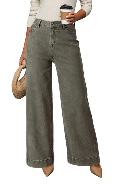 Dokotoo Women's Casual High Waisted Jeans Stretch Wide Leg Loose Denim Pant