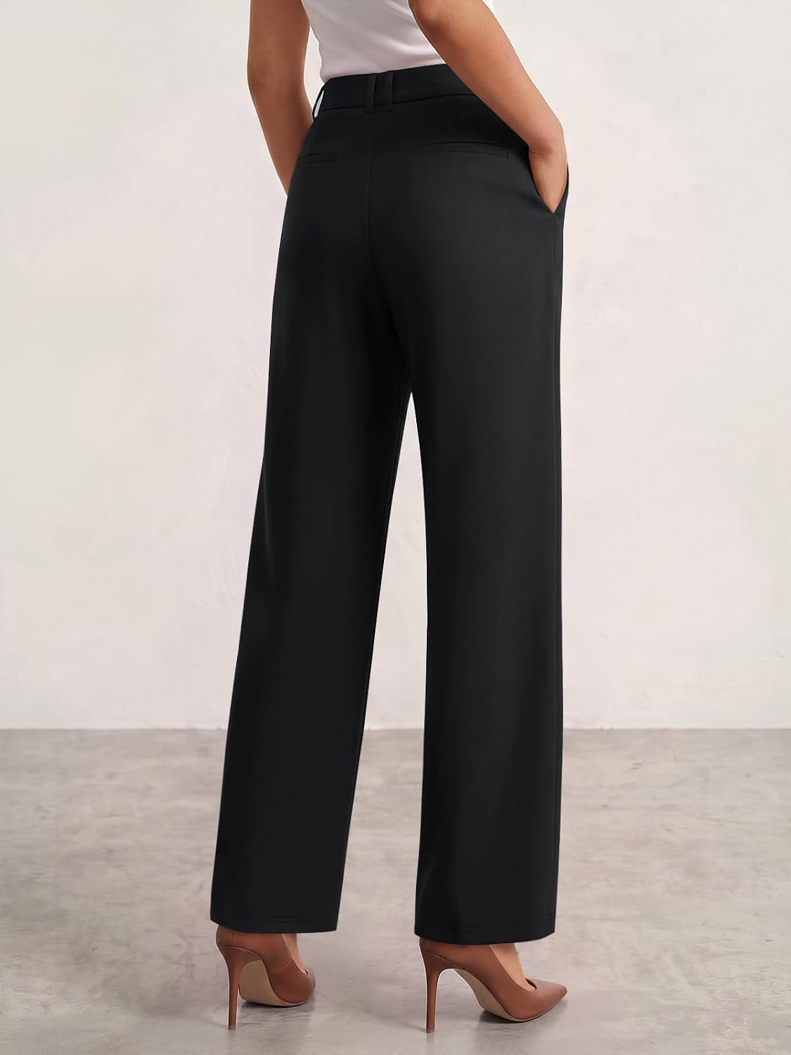 LILLUSORY Womens Tapered Stretchy High Waisted Dress Work Pants