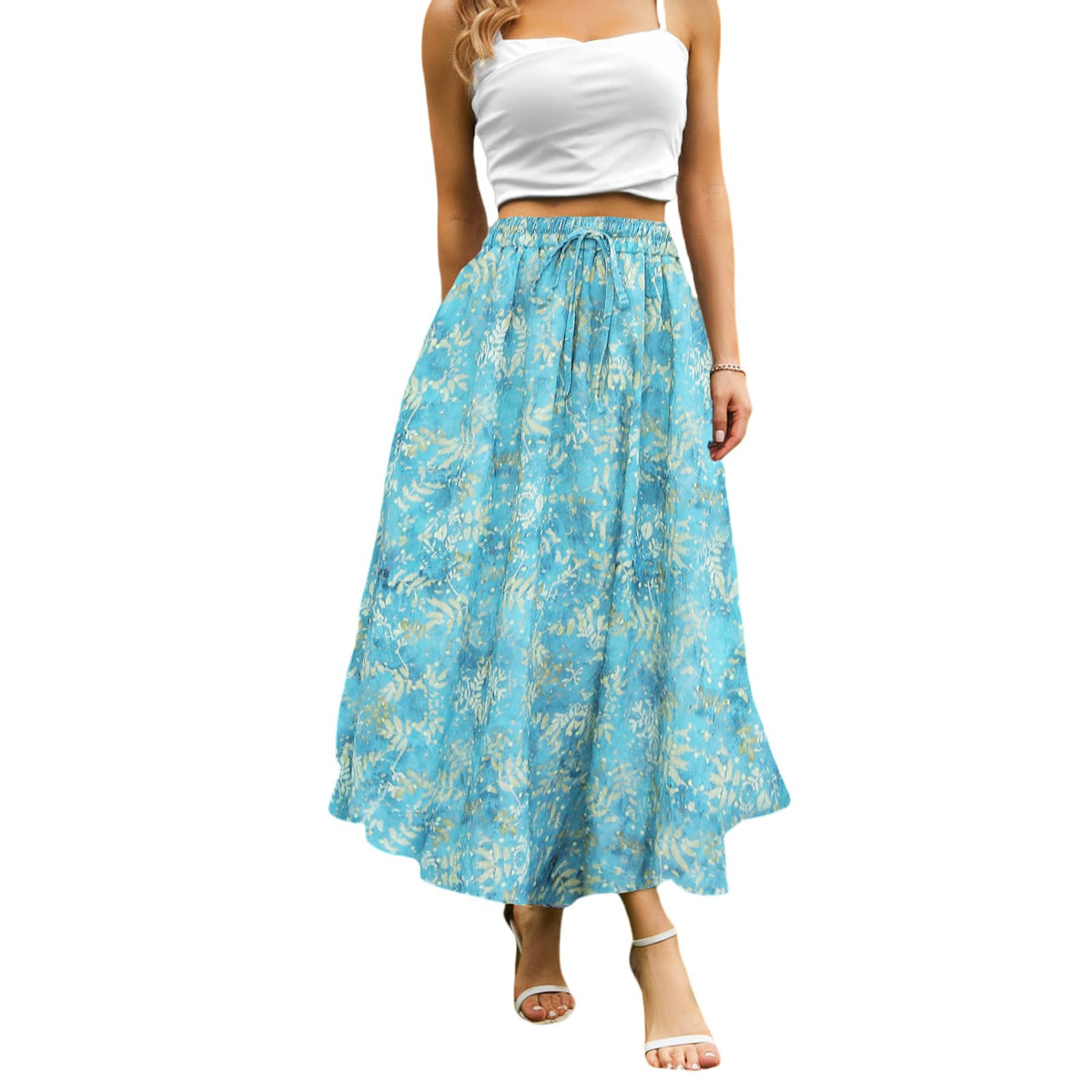 Abaadlw Maxi Skirts for Women with Pockets Long Midi Length