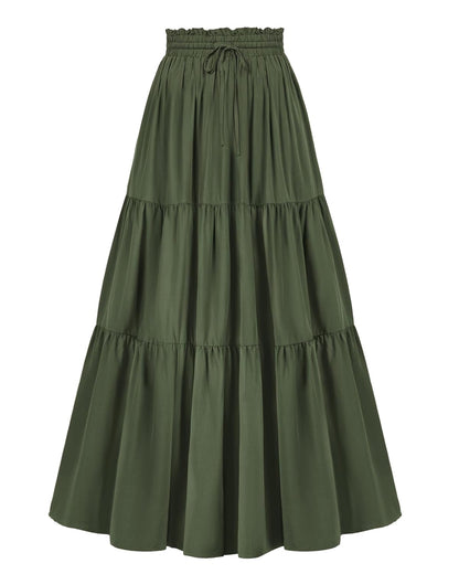 L'VOW Women's Tiered Maxi Flowy Skirt Renaissance Pirate Long Skirt