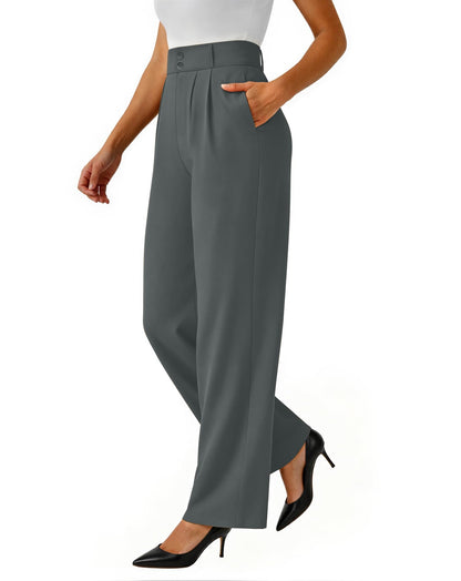 keriffe Womens Wide Leg Dress Pants Stretchy High Waited Work Trousers