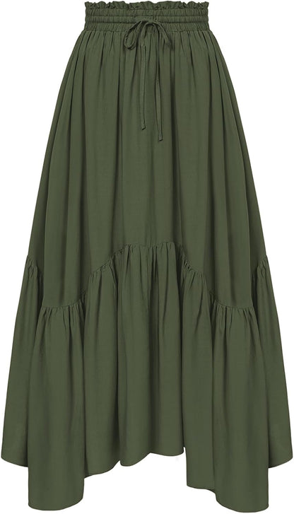 Scarlet Darkness Maxi Skirts for Women Flowy Boho Renaissance Skirt