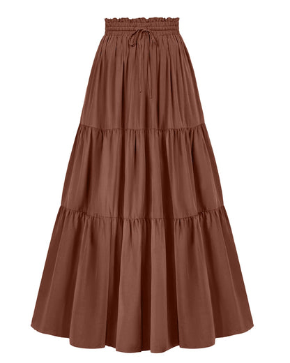 L'VOW Women's Tiered Maxi Flowy Skirt Renaissance Pirate Long Skirt