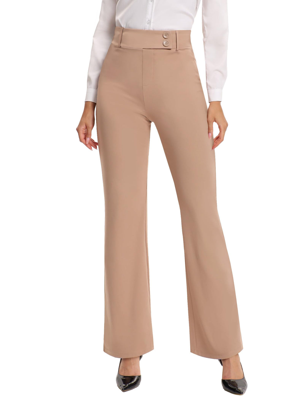FireSwan Womens Dress Pants Straight Leg High Waisted Trousers Work Pockets