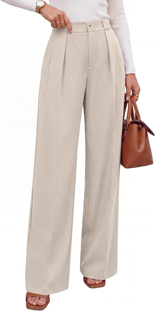 ANRABESS Women's High Waisted Wide Leg Dress Work Pants