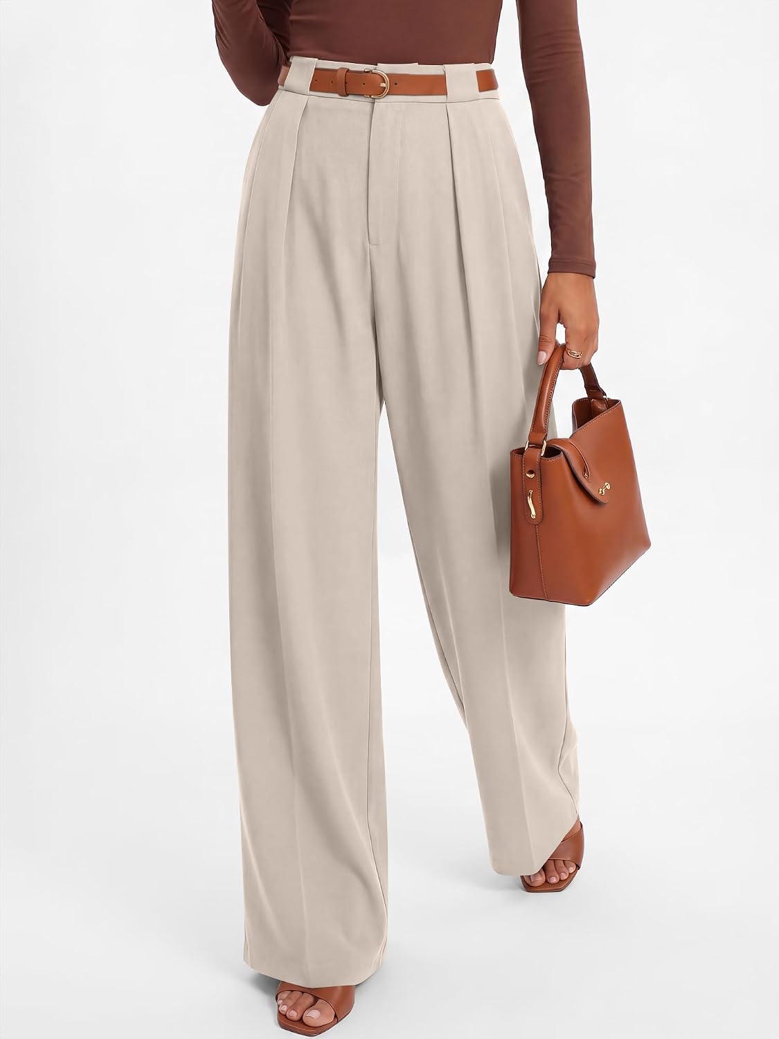 ANRABESS Women's High Waisted Wide Leg Dress Work Pants