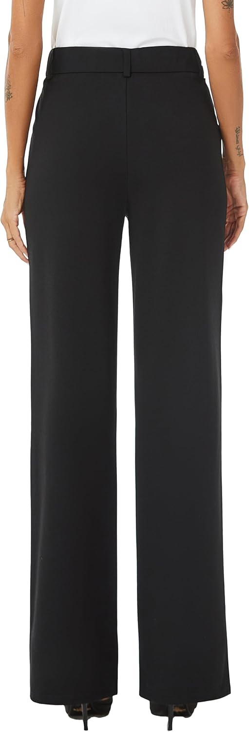 iChosy Womens High Waist Wide Straight Leg Trousers Casual Slacks Dress Pants with Pockets