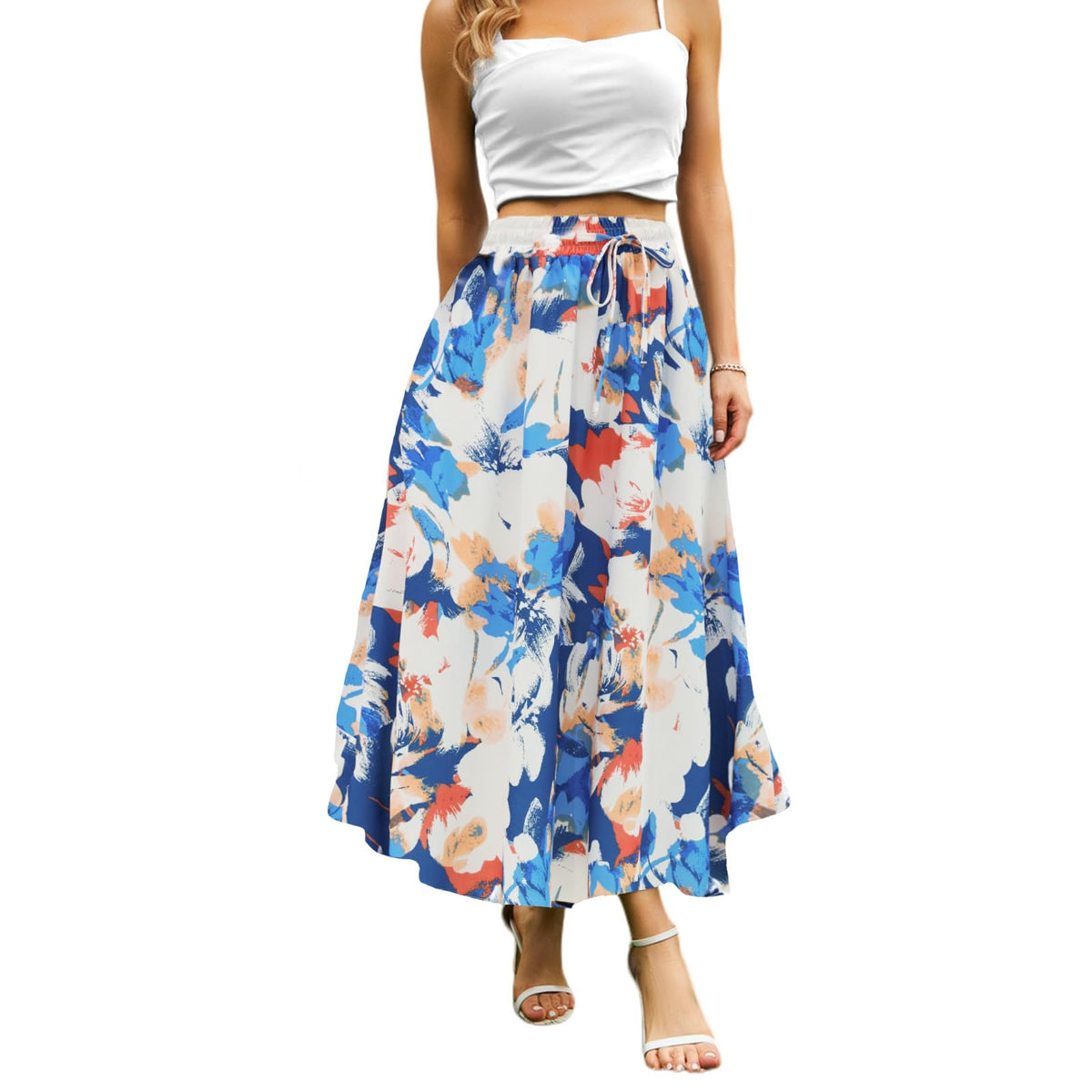 Abaadlw Maxi Skirts for Women with Pockets Long Midi Length