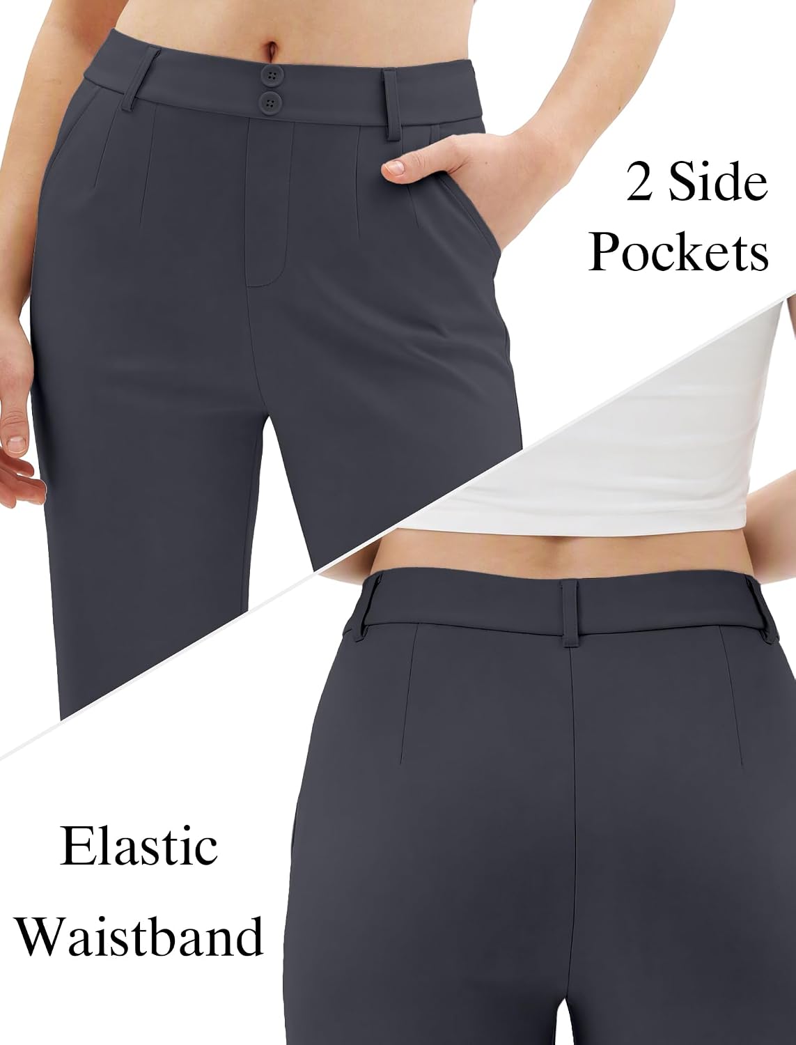 keriffe Womens Dress Pants High Waisted Stretchy Bootcut Work Slacks
